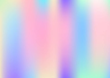 Holografik soyut arkaplan. Gökkuşağı holografik arkaplan ve gradyan ağ. 90 'lar, 80' ler modası. Pankart, sunum, afiş, broşür için Pearlescent grafik şablonu.