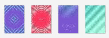 Broşürü hazırla. Kırmızı ve yeşil. Retro defter, sunum, broşür, sertifika konsepti. Broşürü en küçük moda kapağı olarak ayarla. Çizgi geometrik ögesi.