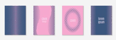 Gradyan kapak şablonu ayarlandı. Yarım tonlu asgari modayla. Afiş, sunum ve broşür için gelecek eğilimli kapak şablonu. Minimalist renkli şekiller. Soyut iş illüstrasyonu