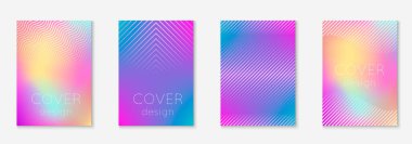 Minimum moda kaplama şablonu ayarlandı. Yarım tonlu fütürist düzen. Kitap, katalog ve yıllık için geometrik kapak şablonu. Minimalist renkli gradyanlar. Soyut iş illüstrasyonu.