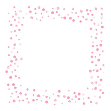 İzole edilmiş arka planda noktalı düğün simleri konfetisi. Işıltılı, rastgele düşen pullar. Parti daveti için pembe düğün simli tasarım, gelin partisi ve randevu davetini kaydet.