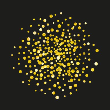 İzole edilmiş arka planda altın parıltısı konfetileri. Işıltılı ve parıltılı parlak pullar. Parti davetiyesi, bayrak, tebrik kartı, düğün öncesi parti için altın parıltılı şablon.