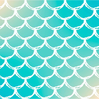 Eğilimli arka planda balık derisi. Balık derisi süsüsüyle kare zemin. Parlak renk değişimi. Deniz kızı kuyruğu afişi ve davetiyesi. Su altı ve deniz deseni. Turkuaz, mavi renkler.