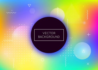 Sıvı şekilli Memphis gradyanı. Bauhaus elementli dinamik holografik sıvı. Kitap için grafiksel şablon, yıllık, mobil arayüz, web uygulaması. Gökkuşağı memphis gradyanı.