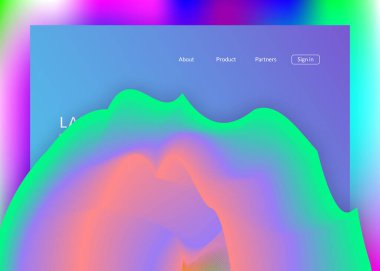 Sıvı sıvı. Canlı gradyan örgüsü. Modern modayla birlikte holografik 3d arkaplan. Güzel afiş, uygulama düzeni. Dinamik elementleri ve şekilleri olan sıvı. İniş sayfası.