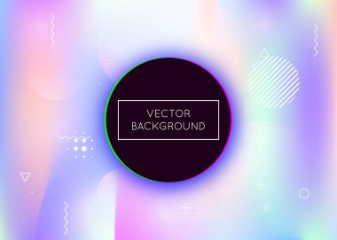 Sıvı şekilli Bauhaus arkaplanı. Gradyan memphis elementleriyle dinamik holografik sıvı. Pankart, sunum, afiş ve broşür için grafiksel şablon. Retro bauhaus arkaplanı.