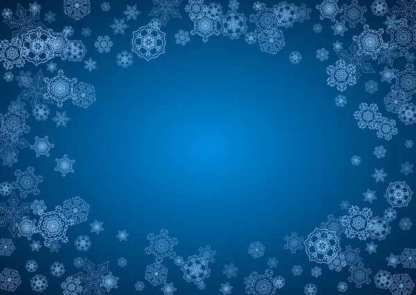 New Year Snowflakes Blue Background Sparkles Horizontal Christmas New Year — Stock Vector