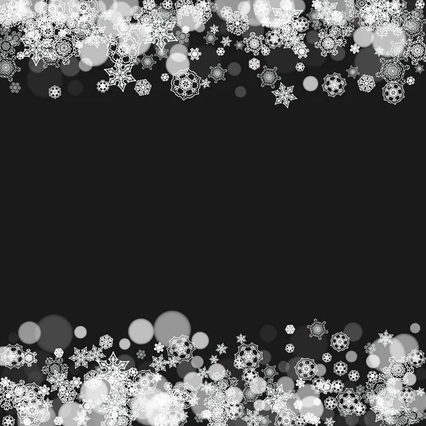 Flocons Neige Tombant Sur Fond Noir Joyeux Noël Bonne Année — Image vectorielle