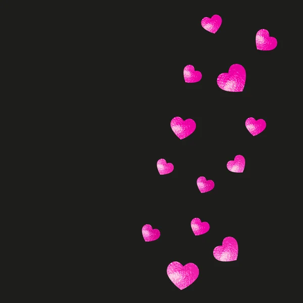 Valentines Day Card Pink Glitter Hearts February 14Th Vector Confetti — Stock Vector