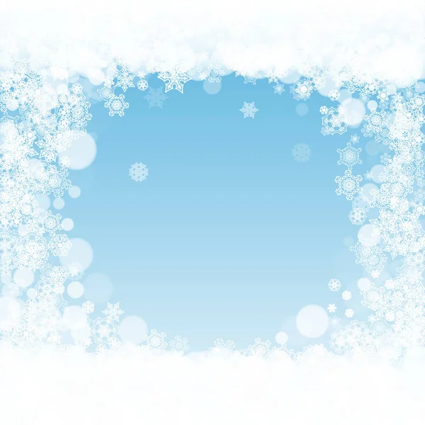 Copos Nieve Navideños Sobre Fondo Invernal Marco Para Pancartas Invierno — Vector de stock