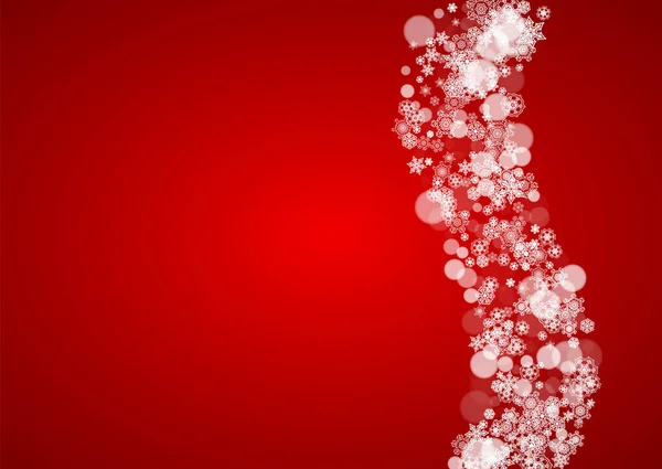 Рождественская Рамка Падающим Снегом Красном Фоне Цвета Санта Клауса Горизонтальная — стоковый вектор