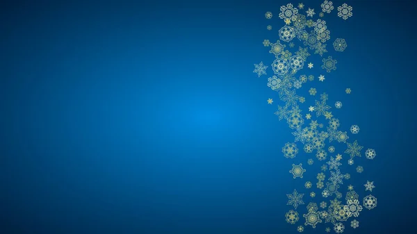 Nieve Año Nuevo Sobre Fondo Azul Copos Nieve Dorados Navidad — Archivo Imágenes Vectoriales