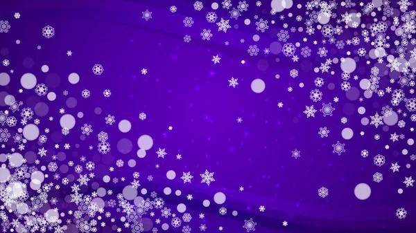 Falling Snow Ultra Violet Snowflakes New Year Backdrop Winter Border — Stock Vector