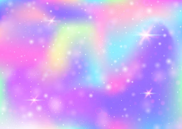 Hologram Background Rainbow Mesh Girlie Universe Banner Princess Colors Fantasy — Stock Vector