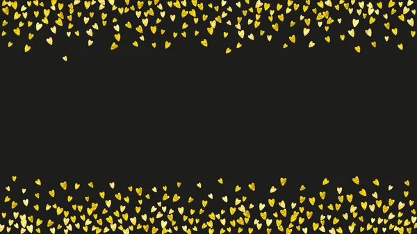 情人节的心脏边界闪烁着金色的光芒 2月14日心脏边界模板的向量Confetti 手绘手绘纹理 爱的主题为传单 特别的商业机会 — 图库矢量图片