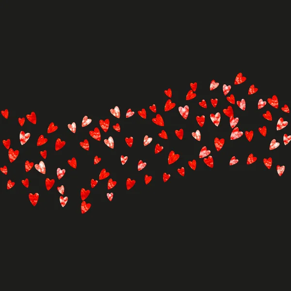 Carte Saint Valentin Avec Des Cœurs Rouges Pailletés Février Confiseries — Image vectorielle