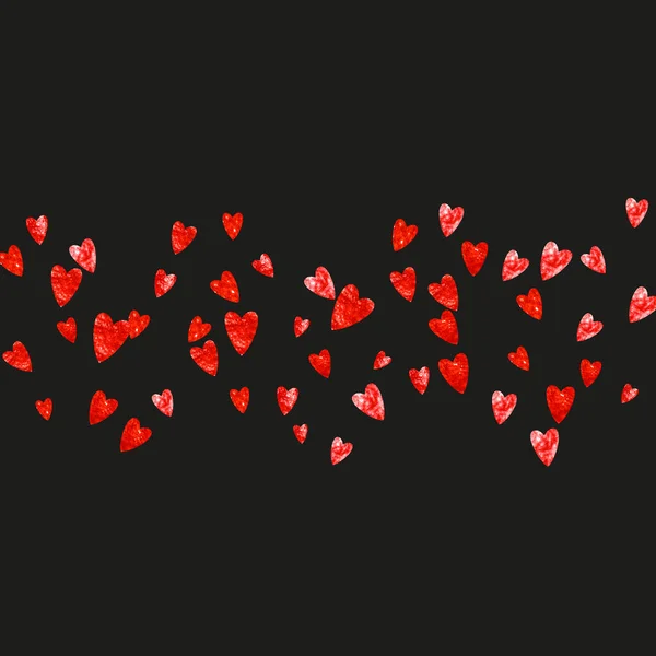 Fondo San Valentín Con Corazones Purpurina Rosa Febrero Vector Confetti — Vector de stock