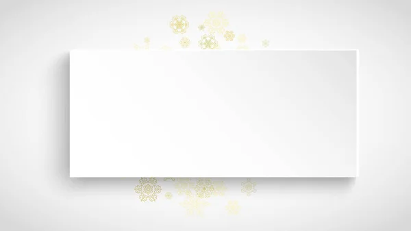 Goldene Schneeflocken Rahmen Auf Weißem Hintergrund Neujahrsthema Horizontale Papier Weihnachtsrahmen — Stockvektor
