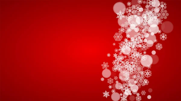 Christmas Border White Snowflakes Red Background Santa Claus Colors Horizontal — Stock Vector