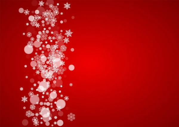 Kırmızı Arka Planda Kar Yağan Bir Noel Çerçevesi Noel Baba — Stok Vektör