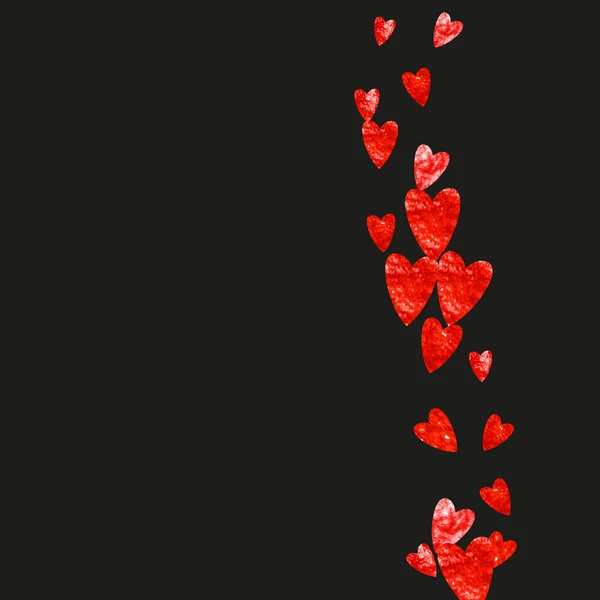 Valentijnsdag Verkoop Met Rode Glitter Harten Februari Dag Vector Confetti — Stockvector