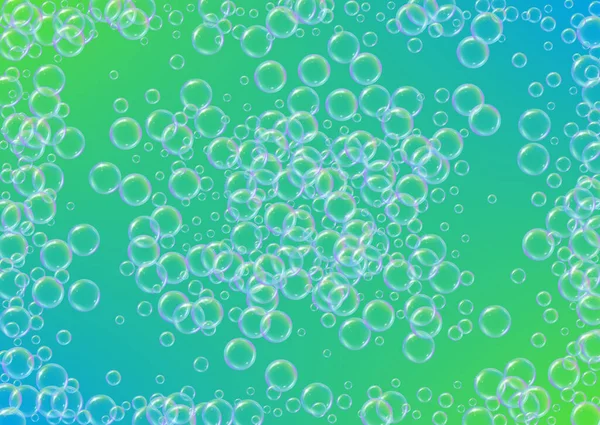Shampoo Bubbles Gradient Background Realistic Water Bubbles Cool Liquid Foam — Stock Vector