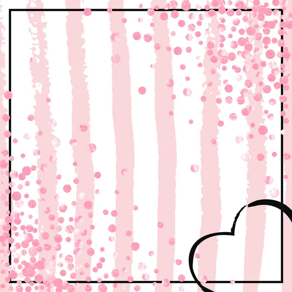 Roze Glitter Stippen Confetti Witte Strepen Vallende Lovertjes Met Glinstering — Stockvector