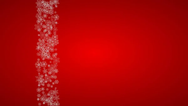 Fondo Navideño Con Copos Nieve Plateados Destellos Fondo Horizontal Año — Vector de stock