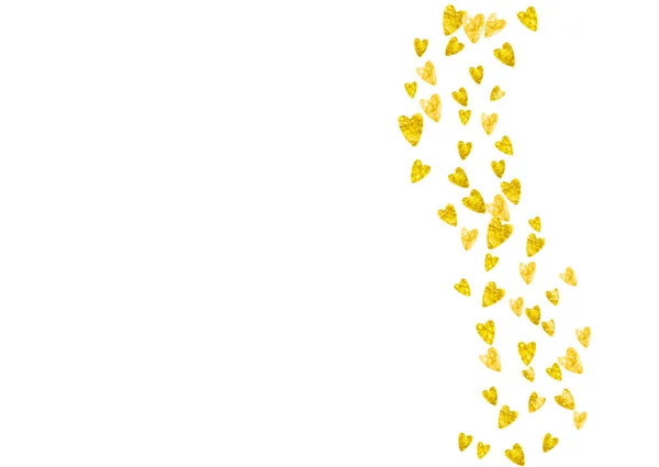 Bridal Background Gold Glitter Hearts Valentines Day Vector Confetti Hand — Stock Vector