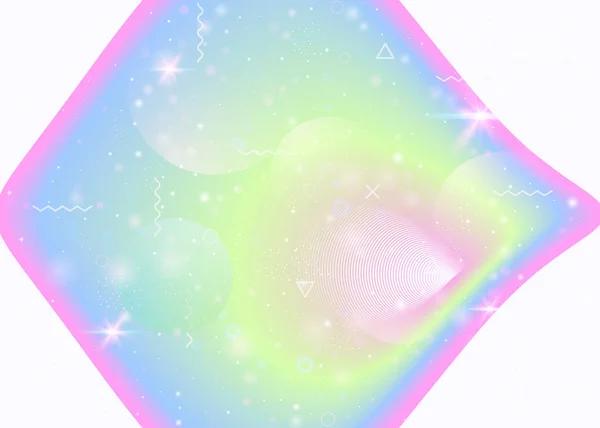 Kawaii Büyü Gradyanı Olan Tek Boynuzlu Geçmişi Prenses Gökkuşağı Hologramı — Stok Vektör