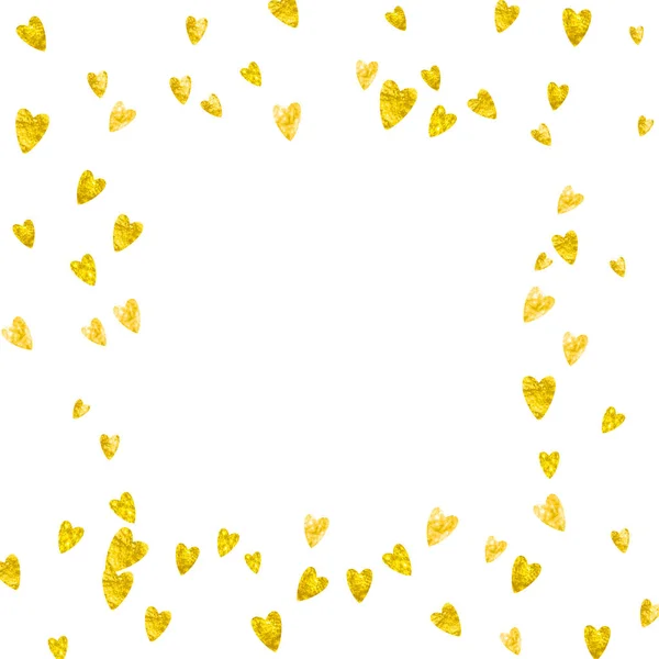 金の輝きの心との結婚式のコンフェッティ バレンタインデー ベクトル背景 手描きの質感 チラシ 特別なビジネスオファー プロモーションのための愛のテーマ ハートのウェディングコンフェッティテンプレート — ストックベクタ