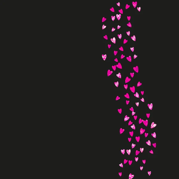 Frontera San Valentín Con Corazones Purpurina Rosa Febrero Vector Confetti — Archivo Imágenes Vectoriales