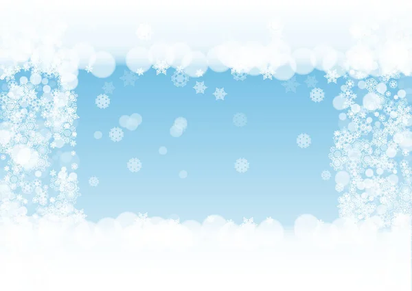 Снежная Граница Белыми Снежинками Горизонтальном Зимнем Фоне Наступающим Новым Годом — стоковый вектор