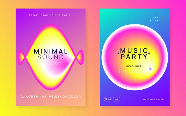 Müzik Afişi Akışkan Holografik Gradyan Şekil Çizgi Minimal Indie Club — Stok Vektör