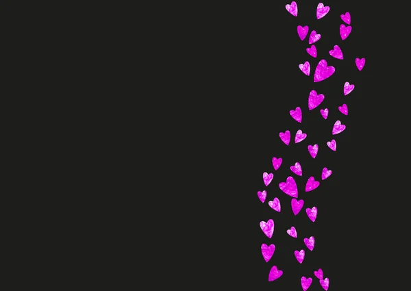 ピンクの輝きの心を持つウェディングコンフェッティ バレンタインデー ベクトル背景 手描きの質感 チラシ 特別なビジネスオファー プロモーションのための愛のテーマ ハートのウェディングコンフェッティテンプレート — ストックベクタ