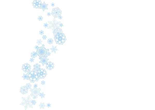 圣诞节和新年庆祝活动的蓝色雪片冬季框架 横向冬季框架白色背景的横幅 优惠券 聚会活动 飘落的霜雪 — 图库矢量图片