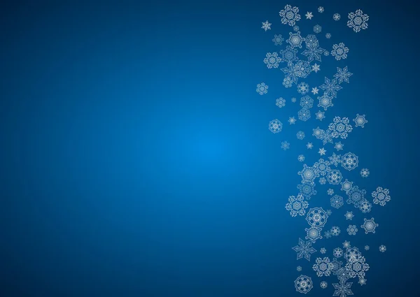 Πρωτοχρονιάτικο Φόντο Ασημί Παγωμένες Νιφάδες Χιονιού Οριζόντια Φόντο Κομψό Φόντο — Διανυσματικό Αρχείο