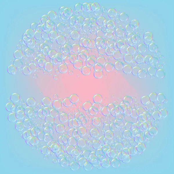Shampoo Bubbels Gradiënt Achtergrond Realistische Waterbellen Koele Regenboog Gekleurde Vloeibare — Stockvector