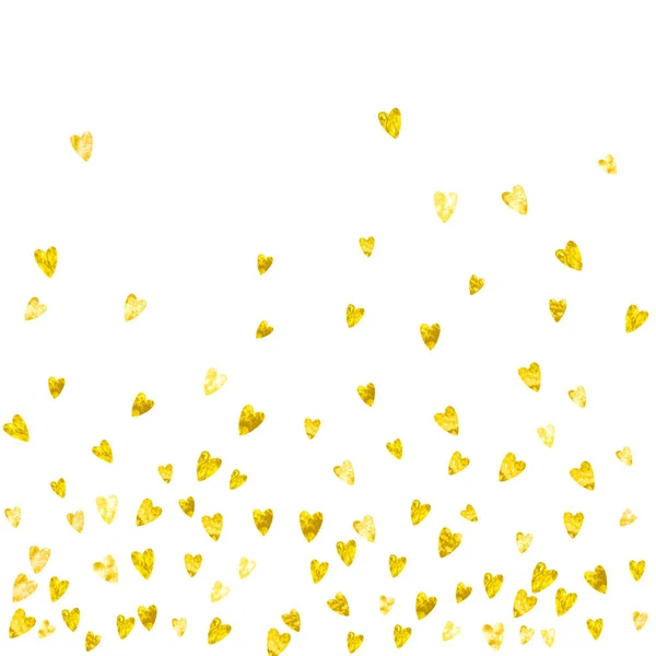 Серце Кордоні Золотим Блиском День Святого Валентина Векторна Конфетті Мальована — стоковий вектор