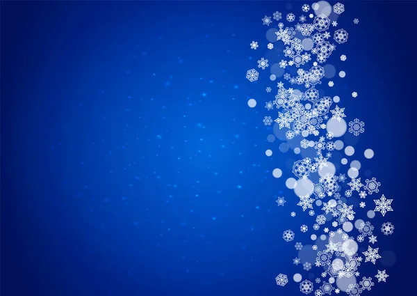 圣诞边境 白色雪花缀在蓝色的背景上 闪烁着火花 水平快乐圣诞边界的季节销售 邀请函 零售报价 落雪了寒冷的冬季背景 — 图库矢量图片
