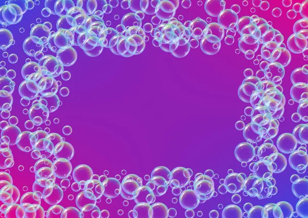 Cleaning Foam Gradient Background Realistic Water Bubbles Cool Rainbow Colored — Stock Vector