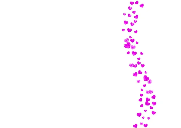 Fondo San Valentín Con Corazones Purpurina Rosa Febrero Vector Confetti — Vector de stock