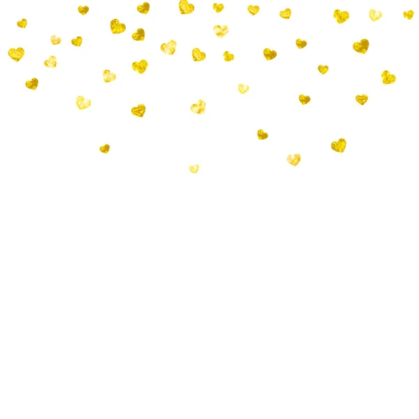 Heart Frame Achtergrond Met Gouden Glitter Valentijnsdag Vectorconfetti Handgetekende Textuur — Stockvector