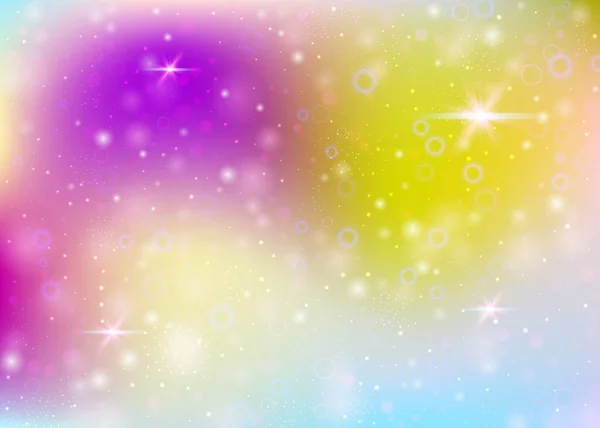 Unicorn Background Rainbow Mesh Girlish Universe Banner Princess Colors Fantasy — Stock Vector