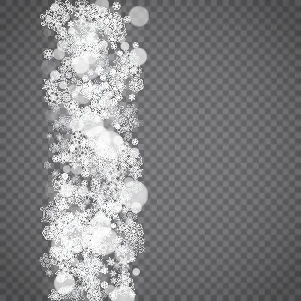 Flocons Neige Isolés Sur Fond Gris Transparent Vente Hiver Conception — Image vectorielle