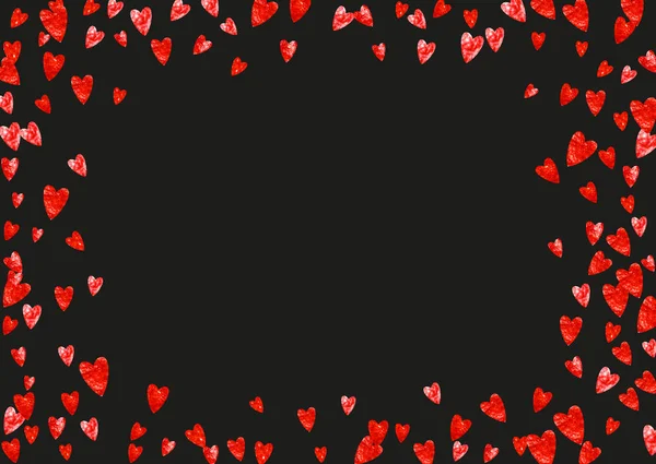Bordure Coeur Pour Saint Valentin Avec Des Paillettes Rouges Février — Image vectorielle