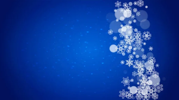 Moldura Ano Novo Com Flocos Neve Frios Fundo Horizontal Azul — Vetor de Stock
