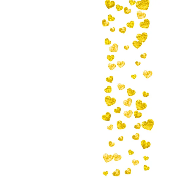 Весільний Душ Золотими Блискучими Серцями День Святого Валентина Векторна Конфетті — стоковий вектор