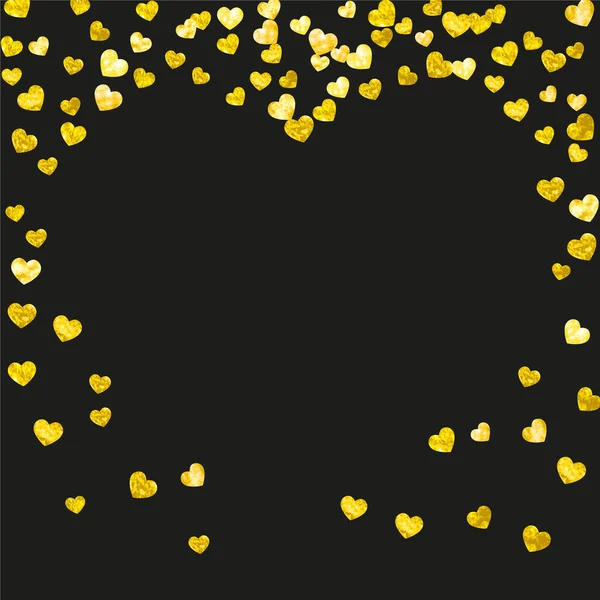 ゴールドの輝きとバレンタインデーのためのハートフレーム 2月14日 ハートフレームテンプレート用ベクトルコンフェッティ 手描きの質感をグランジ チラシのテーマを愛し 特別なビジネスオファー プロモーション — ストックベクタ