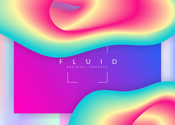 Liquid Fluid Holographic Backdrop Modern Trendy Blend Rainbow Screen Interface — Stock Vector